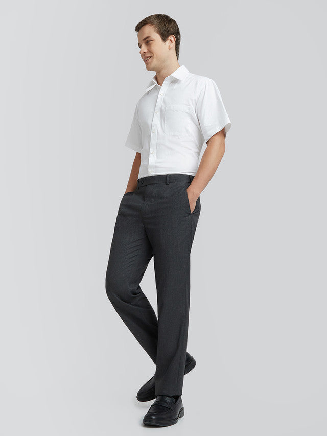 Park Avenue Grey Structure Regular Fit Polyester Blend Trouser