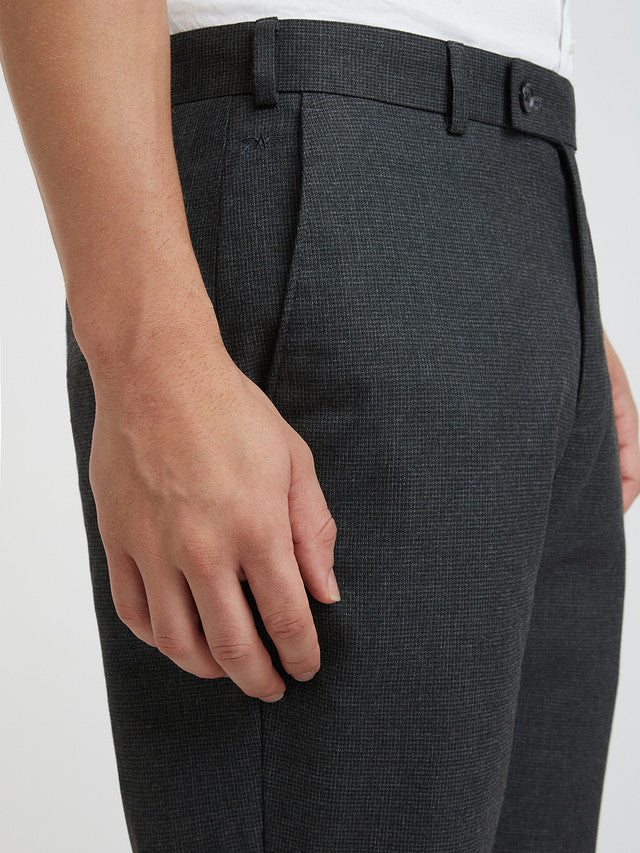 Park Avenue Grey Structure Regular Fit Polyester Blend Trouser