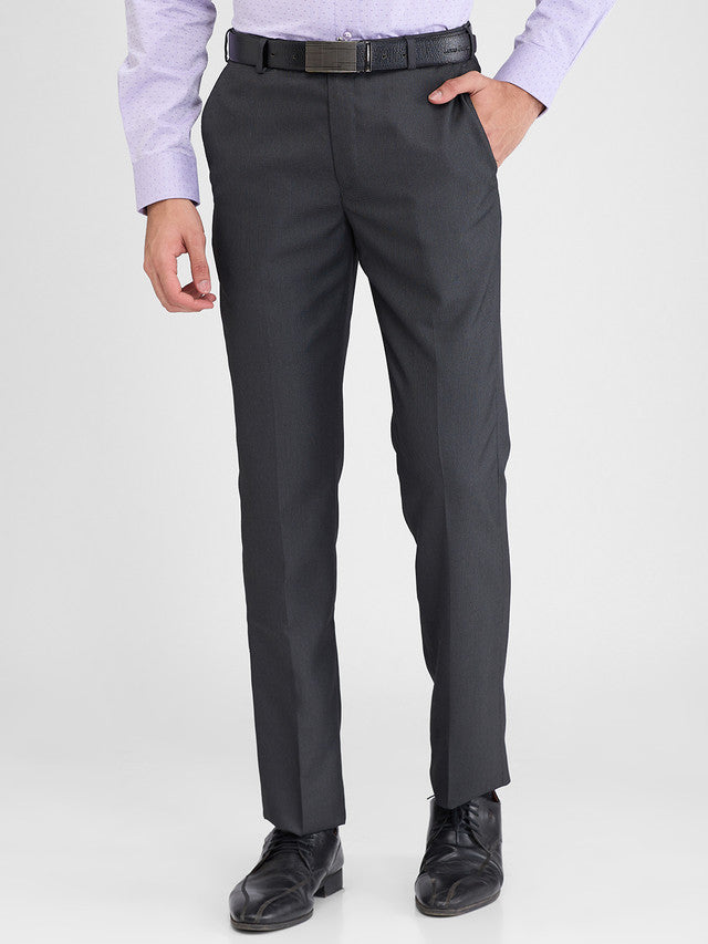 Park Avenue Black Structure Regular Fit Polyester Blend Trouser