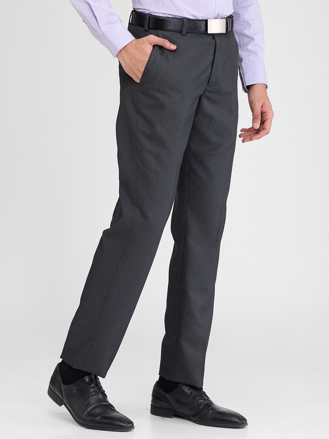 Park Avenue Black Structure Regular Fit Polyester Blend Trouser