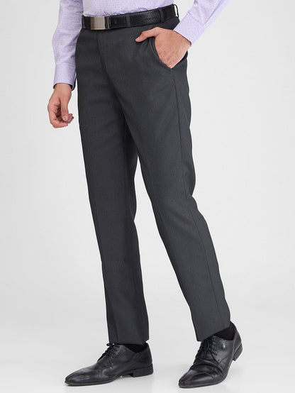 Park Avenue Black Structure Regular Fit Polyester Blend Trouser