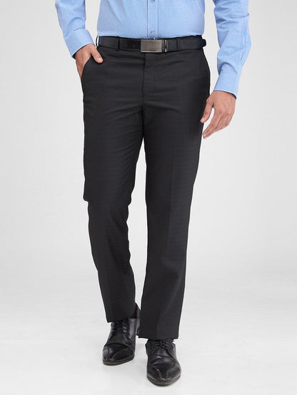 Park Avenue Black Structure Regular Fit Polyester Blend Trouser