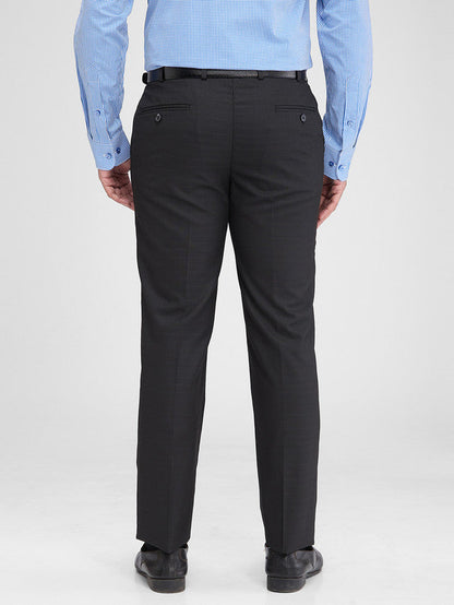 Park Avenue Black Structure Regular Fit Polyester Blend Trouser