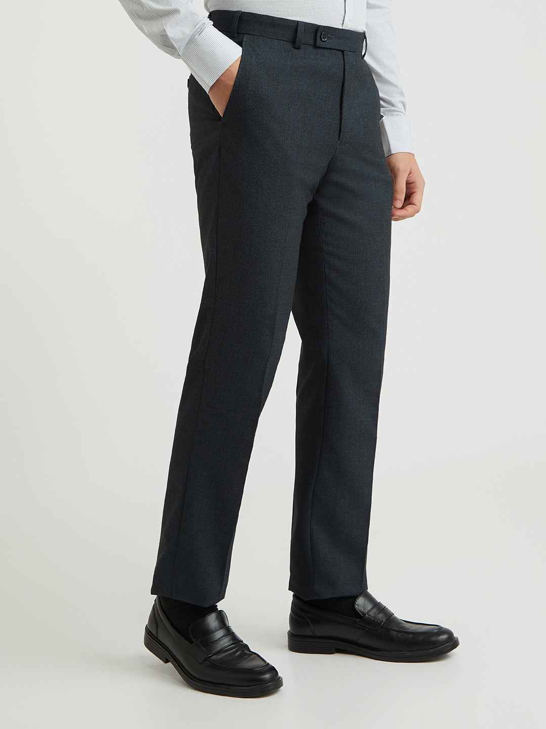 Park Avenue Blue Stripe Regular Fit Polyester Blend Trouser