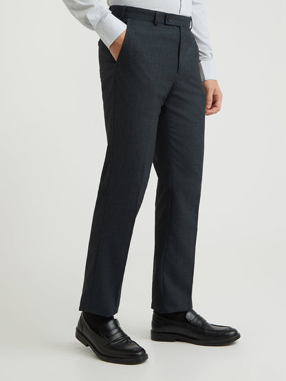 Park Avenue Blue Stripe Regular Fit Polyester Blend Trouser