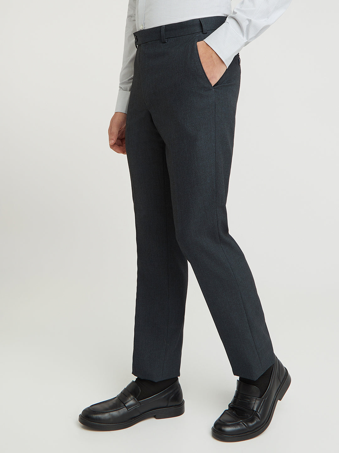 Park Avenue Blue Stripe Regular Fit Polyester Blend Trouser