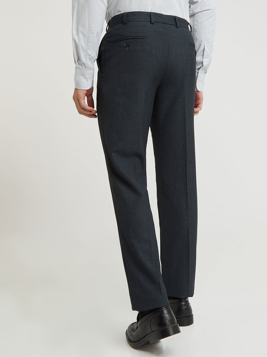 Park Avenue Blue Stripe Regular Fit Polyester Blend Trouser
