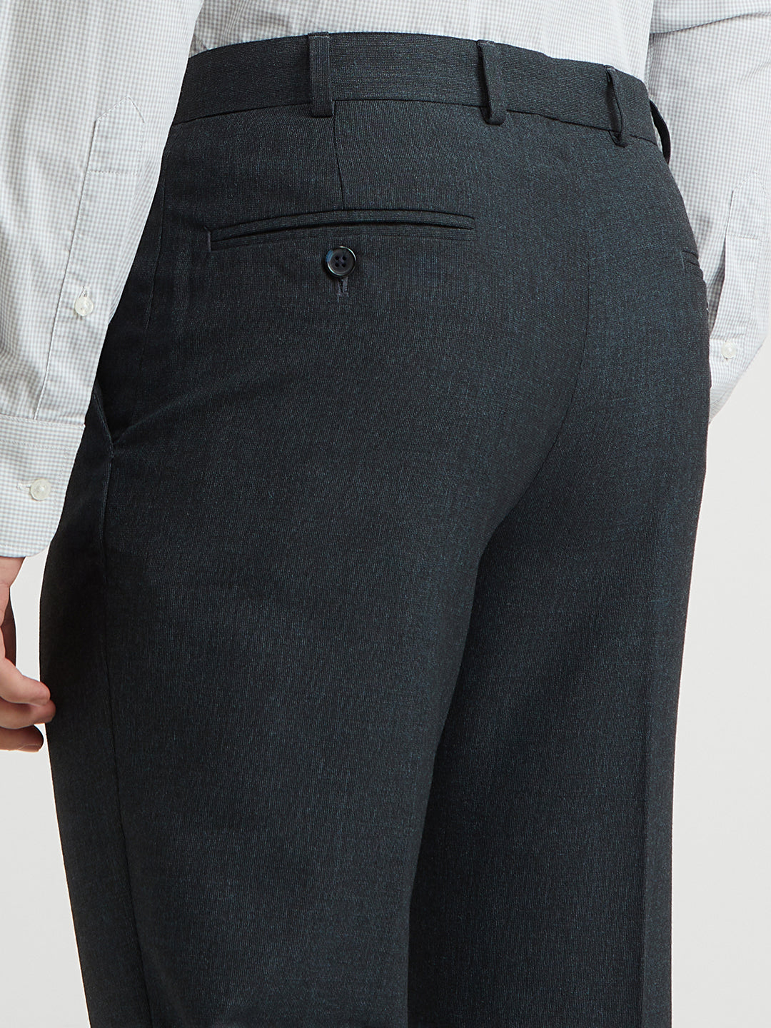 Park Avenue Blue Stripe Regular Fit Polyester Blend Trouser