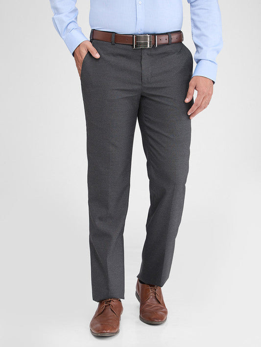 Park Avenue Grey Stripe Regular Fit Polyester Blend Trouser