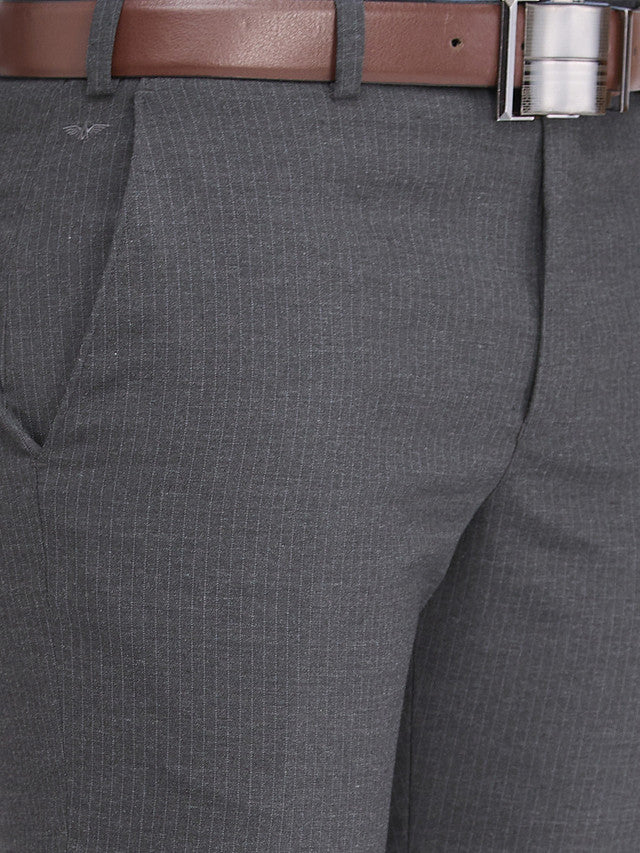 Park Avenue Grey Stripe Regular Fit Polyester Blend Trouser