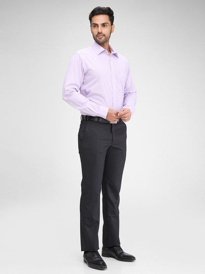 Park Avenue Black Stripe Regular Fit Polyester Blend Trouser