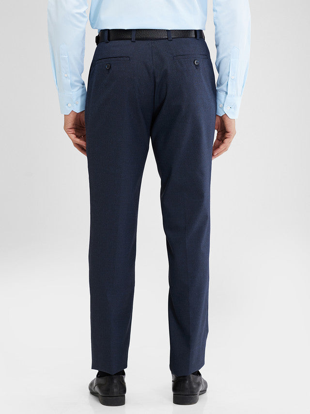 Park Avenue Blue Structure Regular Fit Polyester Blend Trouser