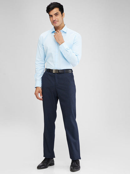 Park Avenue Blue Structure Regular Fit Polyester Blend Trouser