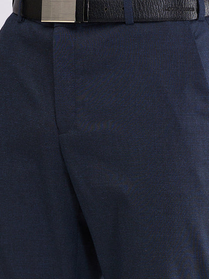Park Avenue Blue Structure Regular Fit Polyester Blend Trouser