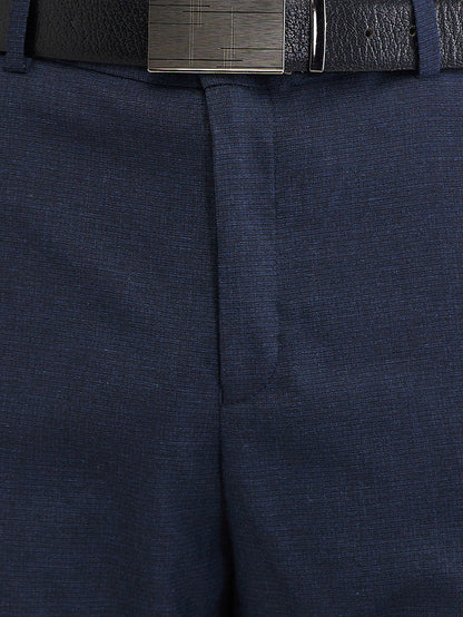 Park Avenue Blue Structure Regular Fit Polyester Blend Trouser
