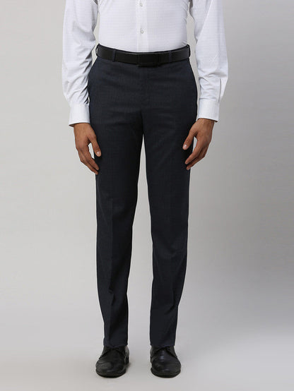 Park Avenue Blue Structure Regular Fit Polyester Blend Trouser