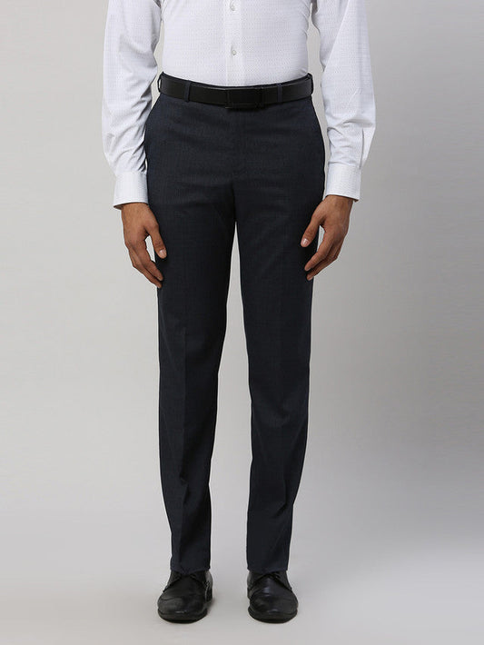 Park Avenue Blue Structure Regular Fit Polyester Blend Trouser
