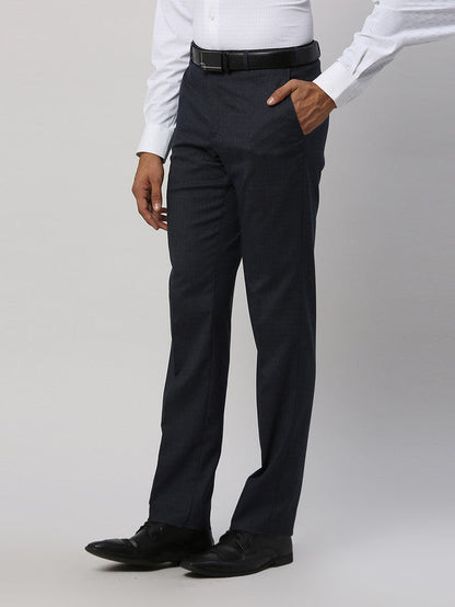 Park Avenue Blue Structure Regular Fit Polyester Blend Trouser