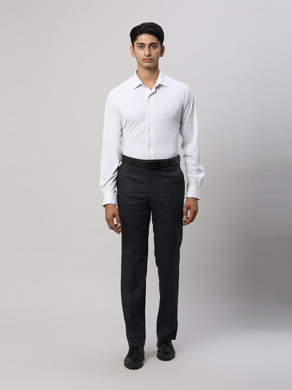 Park Avenue Blue Structure Regular Fit Polyester Blend Trouser