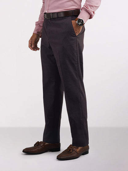 Park Avenue Brown Structure Regular Fit Polyester Blend Trouser