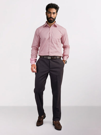 Park Avenue Brown Structure Regular Fit Polyester Blend Trouser