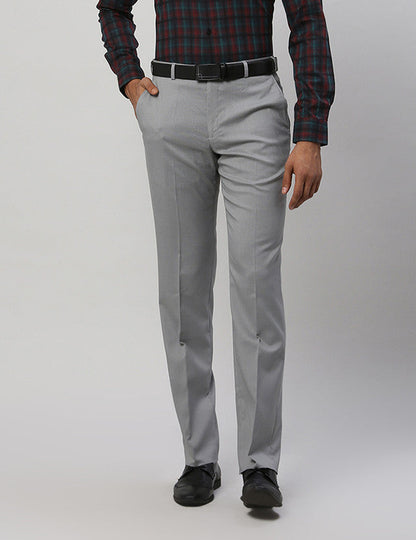 Park Avenue Men Grey Checkered Regular Fit Trouser