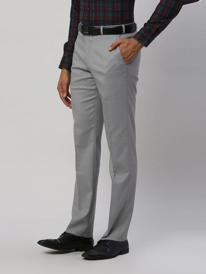 Park Avenue Men Grey Checkered Regular Fit Trouser