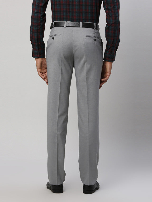 Park Avenue Men Grey Checkered Regular Fit Trouser