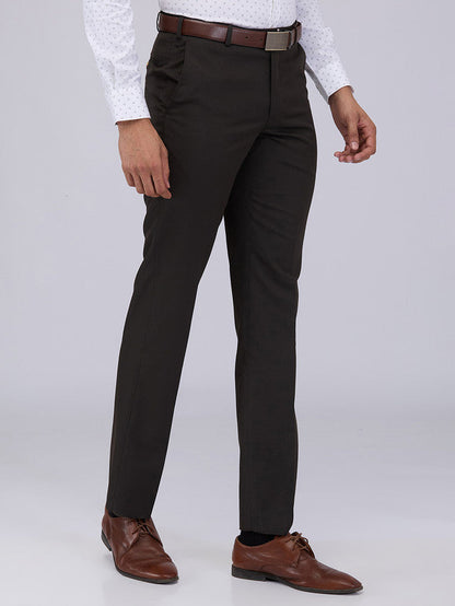 Park Avenue Men Brown Twill Regular Fit Polyester Blend Trouser