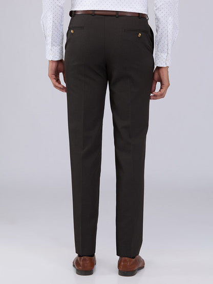 Park Avenue Men Brown Twill Regular Fit Polyester Blend Trouser
