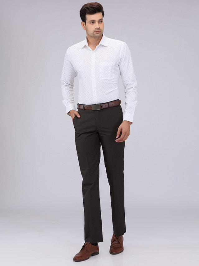 Park Avenue Men Brown Twill Regular Fit Polyester Blend Trouser