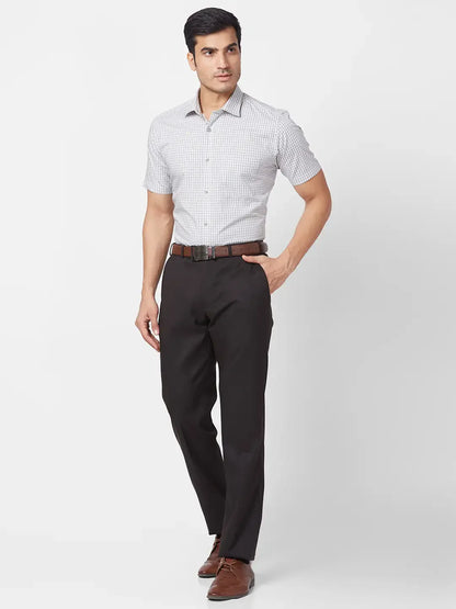 Park Avenue Men Black Structure Regular Fit Polyester Blend Trouser