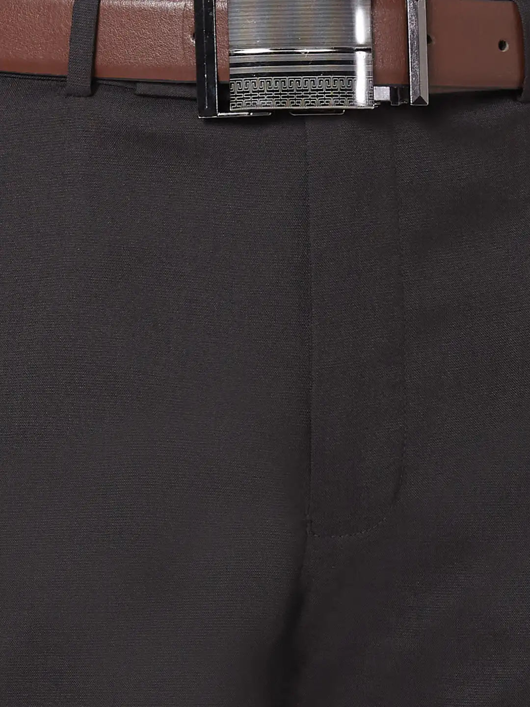 Park Avenue Men Black Structure Regular Fit Polyester Blend Trouser