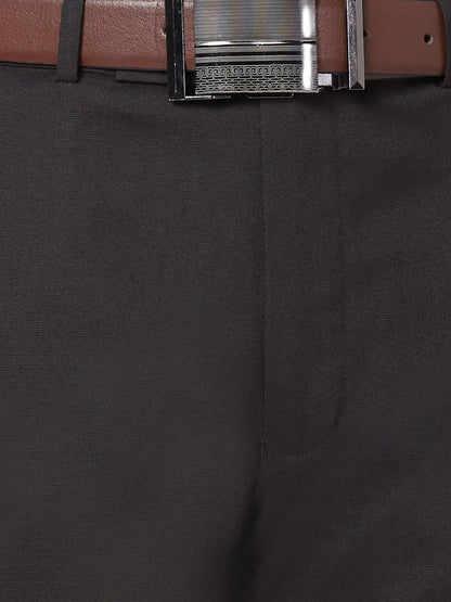 Park Avenue Men Black Structure Regular Fit Polyester Blend Trouser