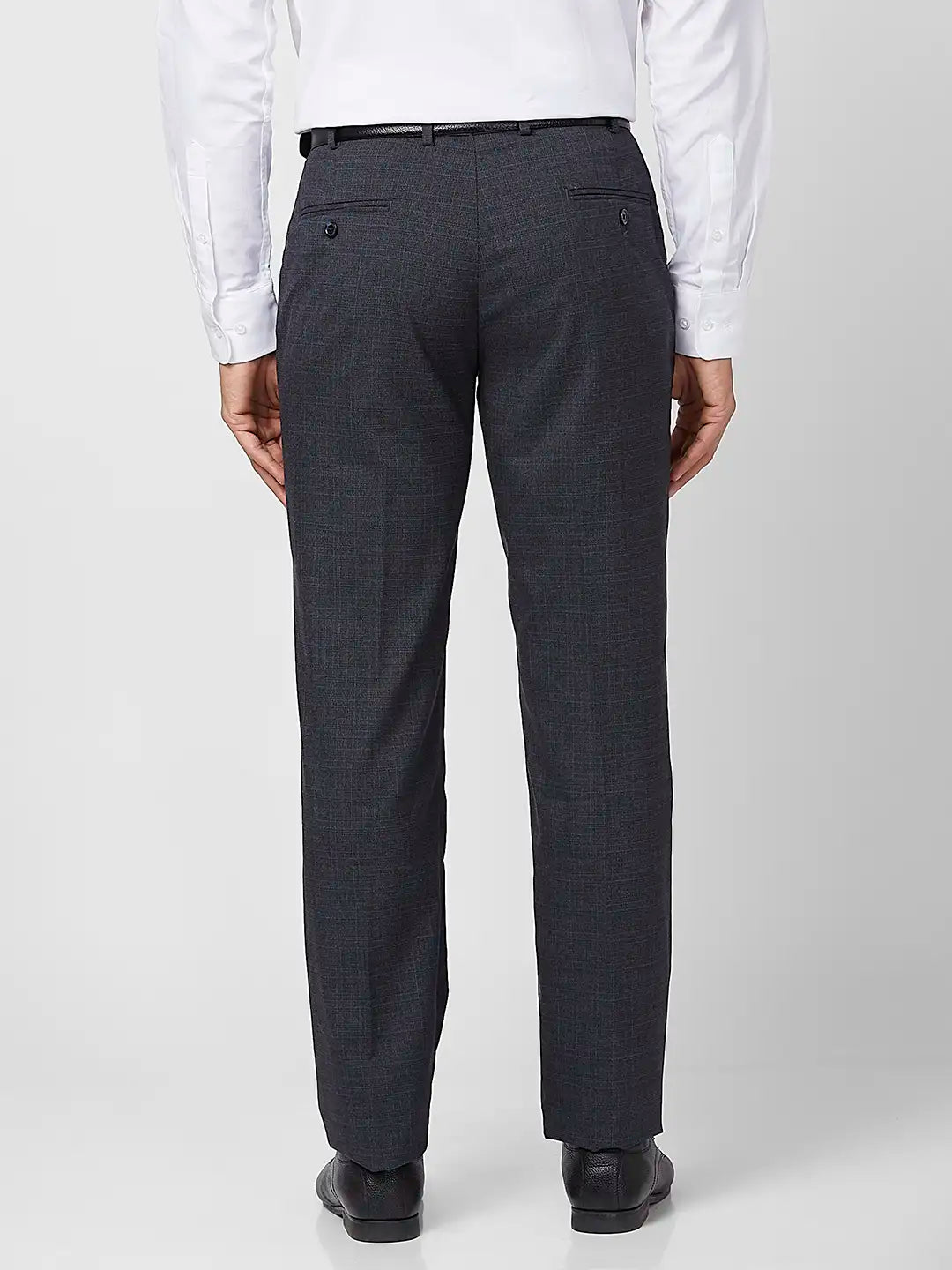 Park Avenue Men Blue Checks Regular Fit Polyester Blend Trouser