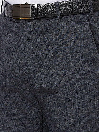 Park Avenue Men Blue Checks Regular Fit Polyester Blend Trouser