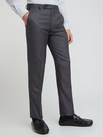 Park Avenue Black Solid Regular Fit Polyester Blend Trouser