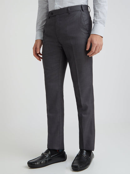 Park Avenue Black Solid Regular Fit Polyester Blend Trouser