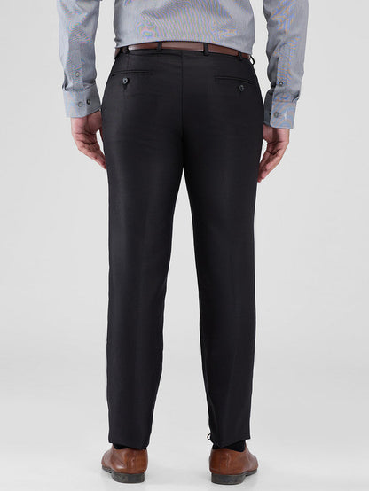 Park Avenue Black Solid Regular Fit Polyester Blend Trouser