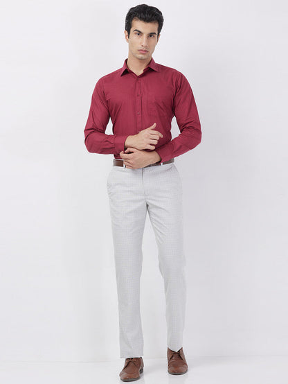 Park Avenue Men Grey Checks Regular Fit Polyester Blend Trouser