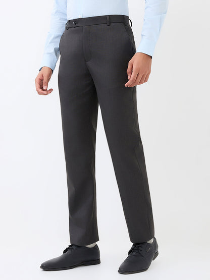 Park Avenue Men Grey Solid Regular Fit Polyester Blend Trouser