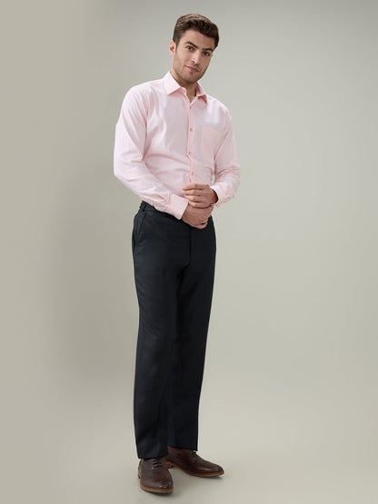 Park Avenue Men Blue Dobby Regular Fit Polyester Blend Trouser