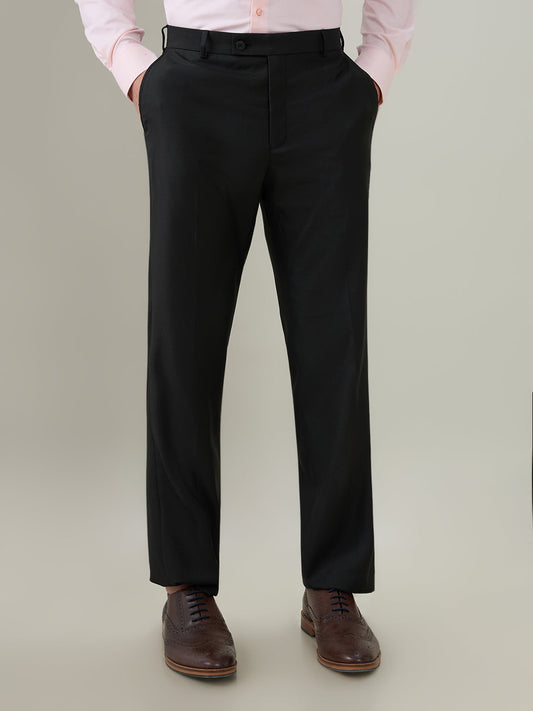 Park Avenue Men Black Dobby Regular Fit Polyester Blend Trouser