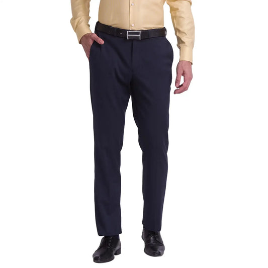 Men Grey Neo Classic Fit Structure Polyester Blend Trouser