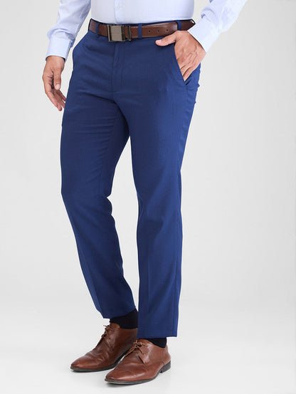 Park Avenue Blue Solid Neo Fit Polyester Blend Trouser