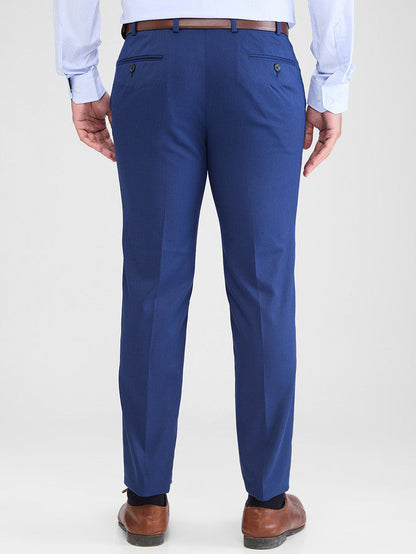 Park Avenue Blue Solid Neo Fit Polyester Blend Trouser