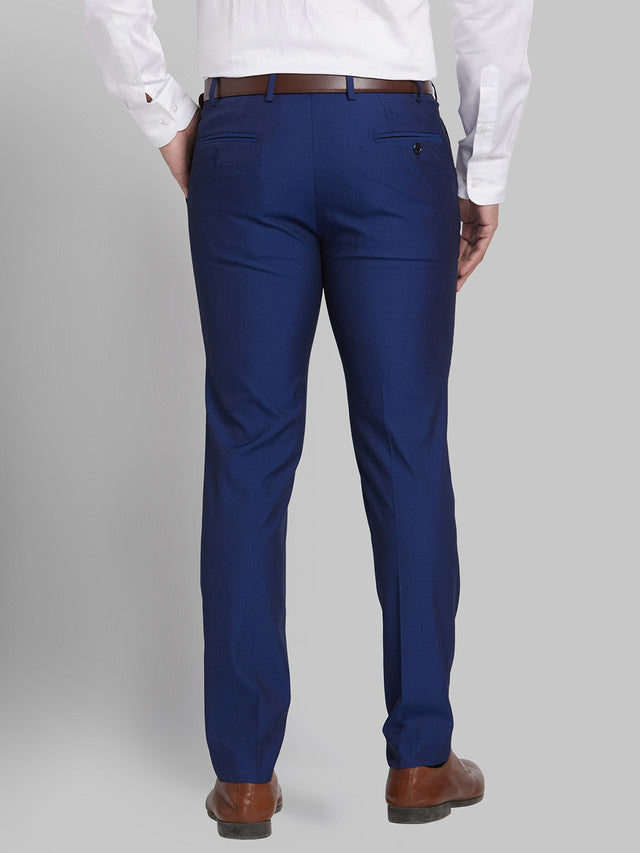 Park Avenue Men Blue Self Design Super Slim Fit Trouser