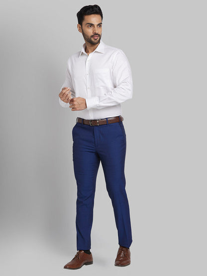 Park Avenue Men Blue Self Design Super Slim Fit Trouser