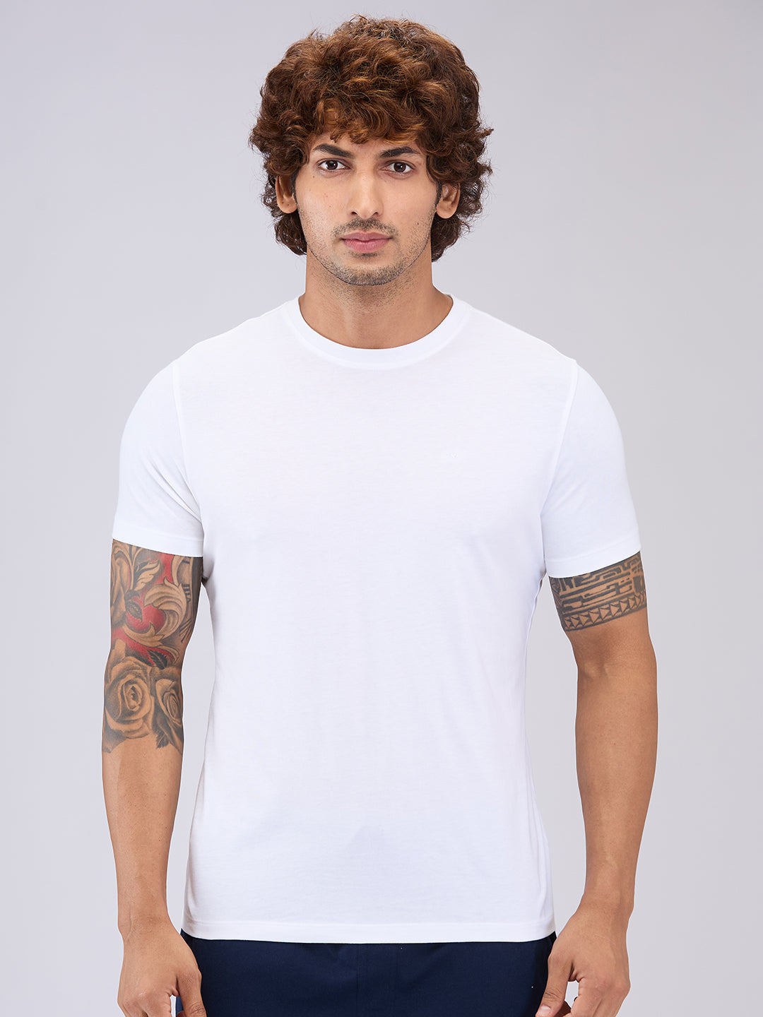 Park Avenue Men White Regular Fit Cotton Blend T-Shirt