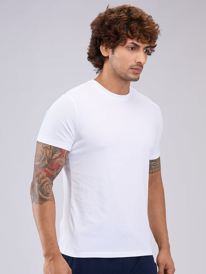 Park Avenue Men White Regular Fit Cotton Blend T-Shirt